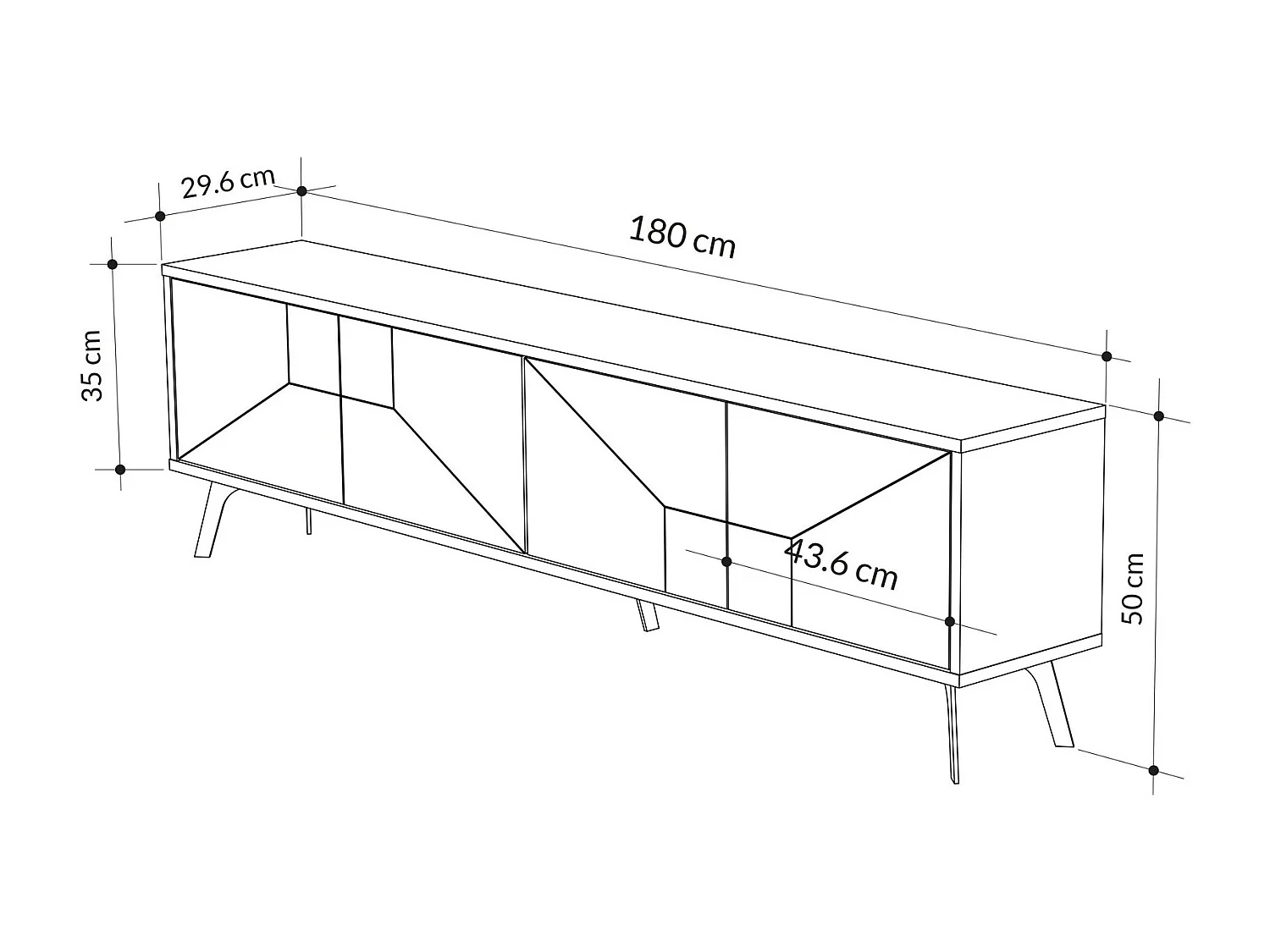 Móvel de TV – 180 cm – Branco – Aglomerado revestido em melamina