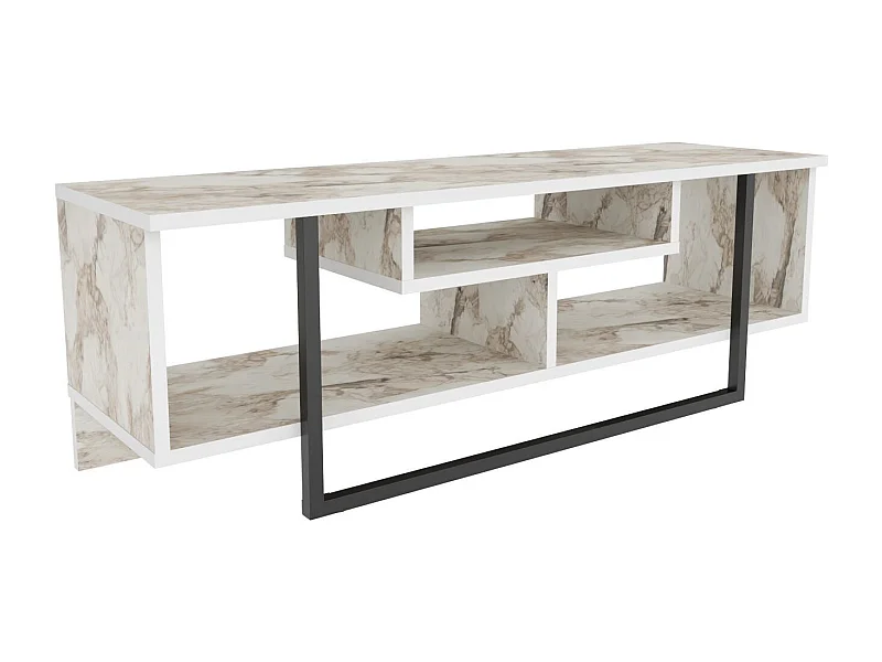 Eleganter TV-Ständer, 120 cm, weiß und schwarz, 100 % melaminbeschichtete Spanplatte, 18 mm stark | Modernes Design für Wohn- und Entertainmenträume