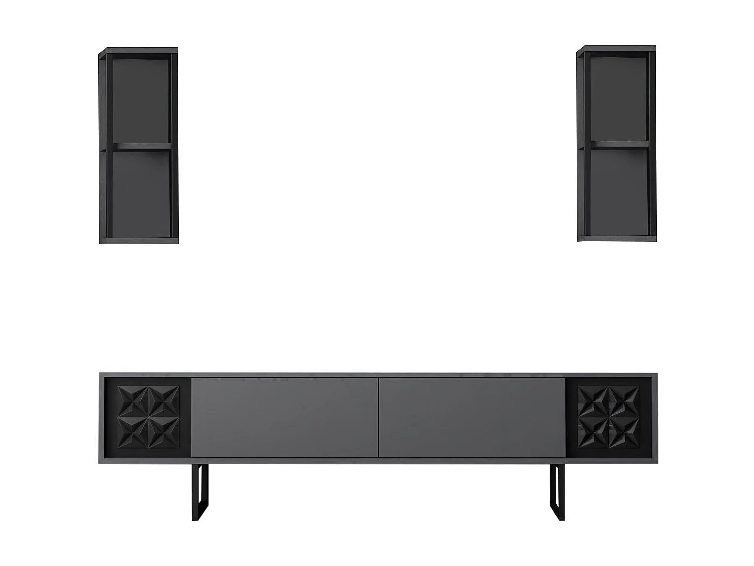 TV-Ständer – 180 x 30 x 48 cm – Anthrazit und Schwarz – melaminbeschichtete Spanplatte