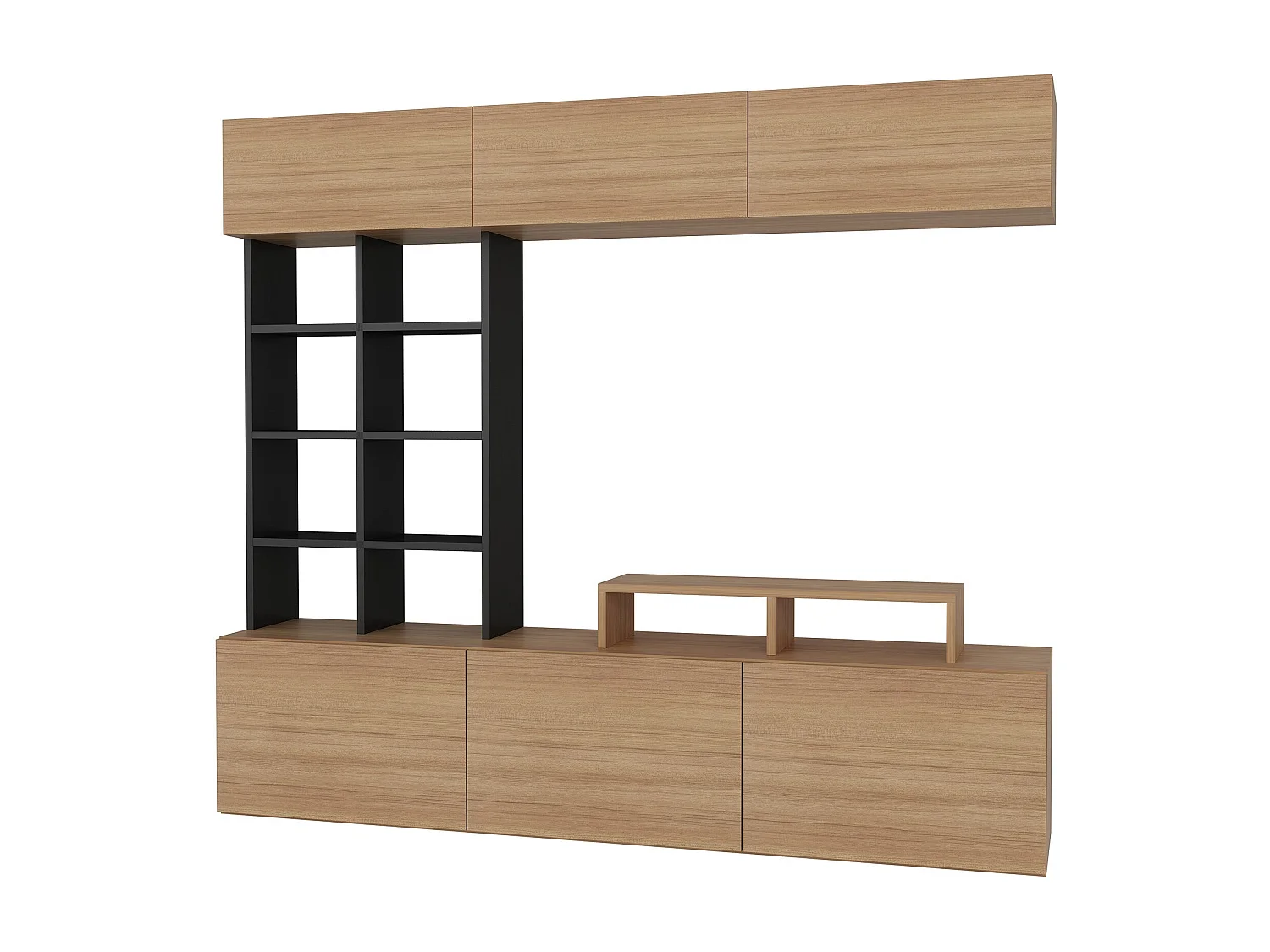 Mobile porta TV moderno – larghezza 180 cm – Teak e Nero – MDF rivestito in melaminico