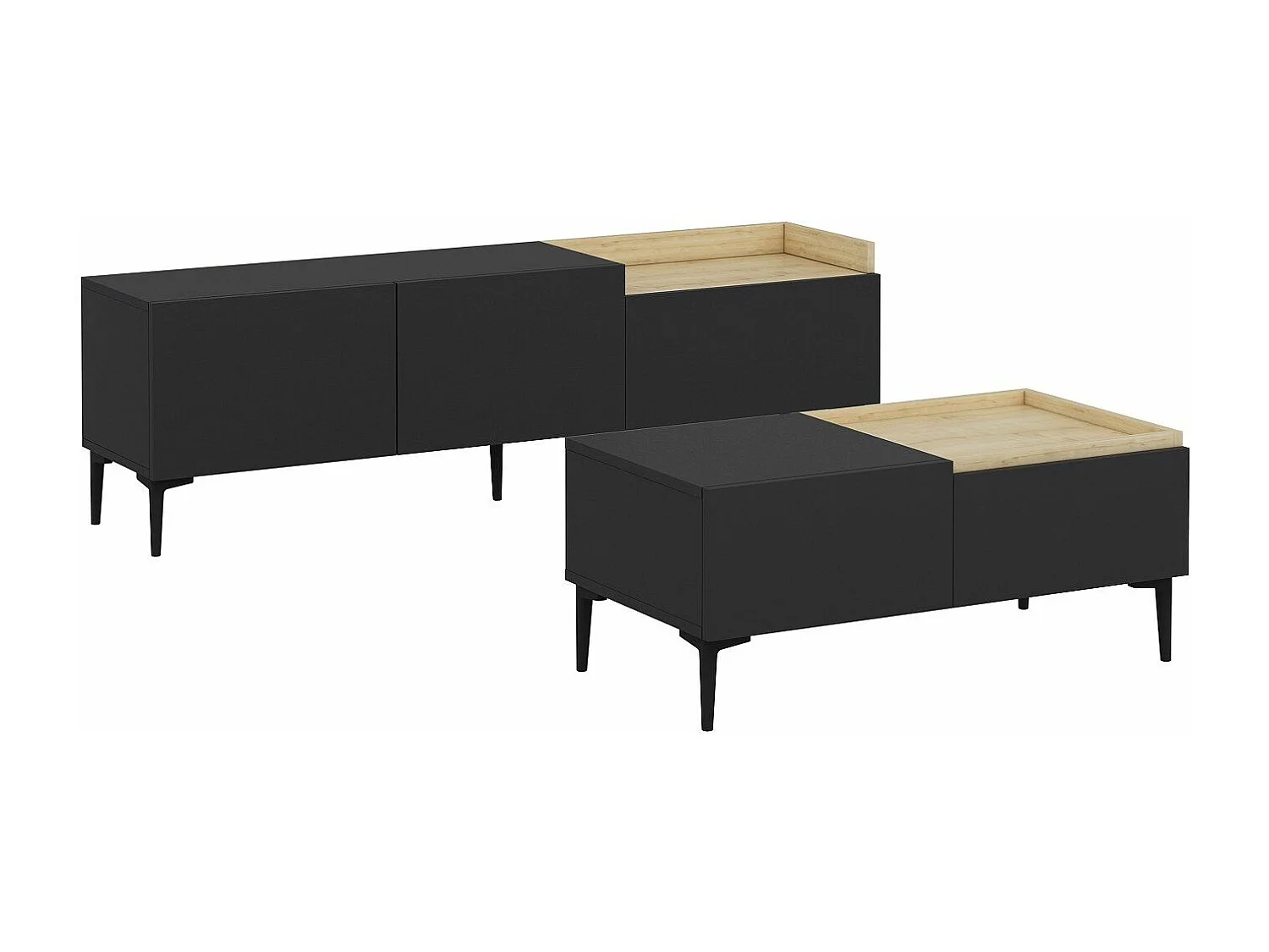 Ensemble meuble TV et table basse Sioux Bois clair et Anthracite