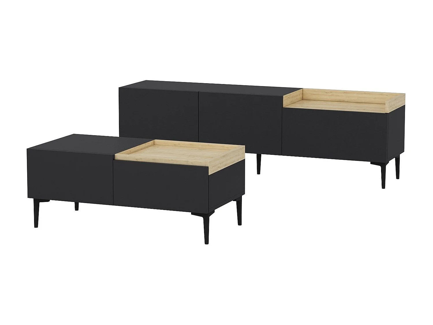 Ensemble meuble TV et table basse Sioux Bois clair et Anthracite