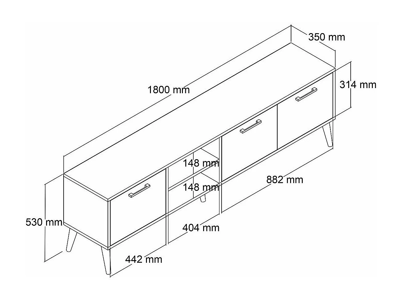 TV-Möbel mit 2 Fächern und 3 Türen L180 cm - Exxen