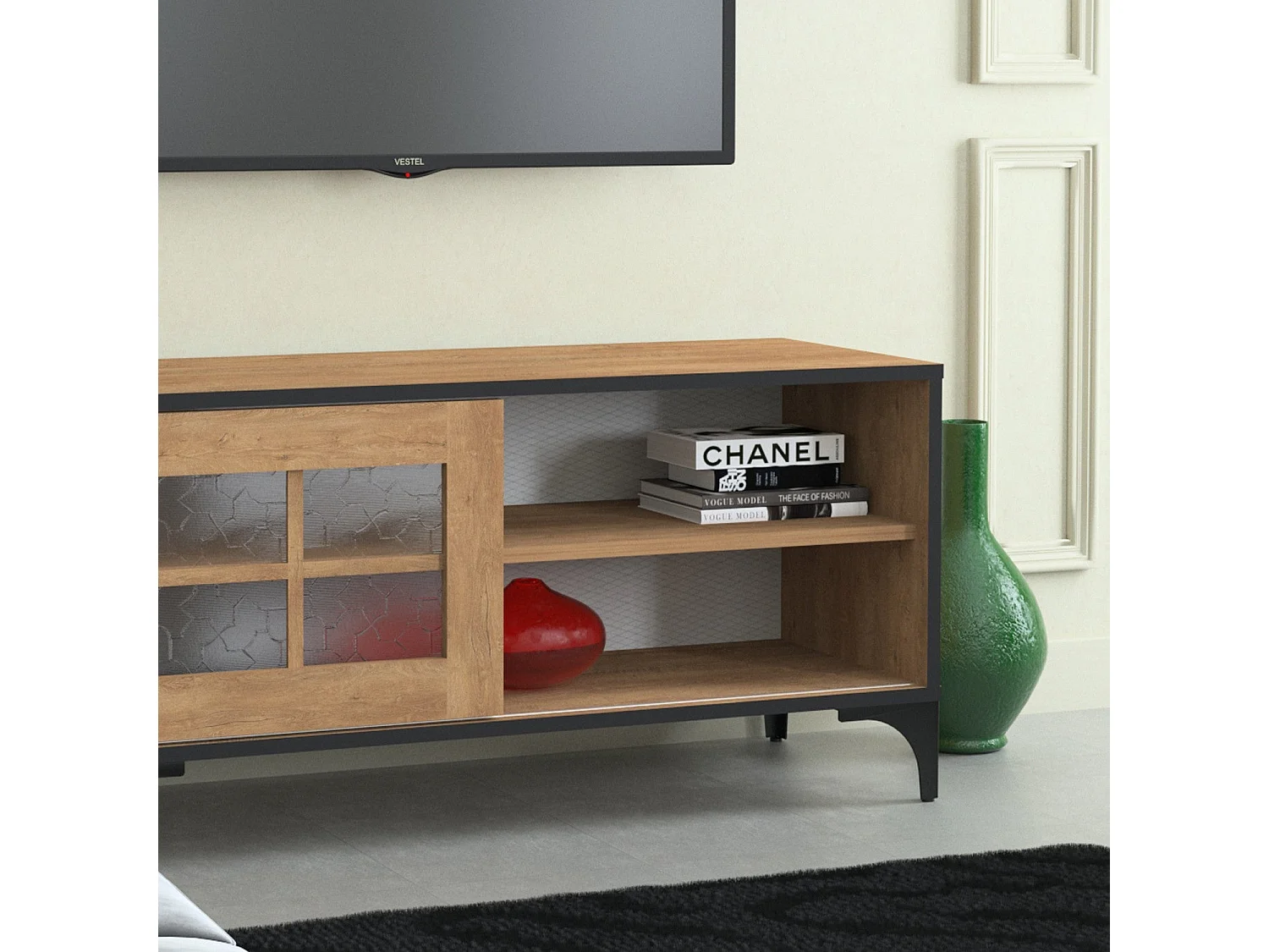 Mueble de TV – 100 cm x 54 cm x 42 cm – Roble – Tablero de partículas recubierto de melamina
