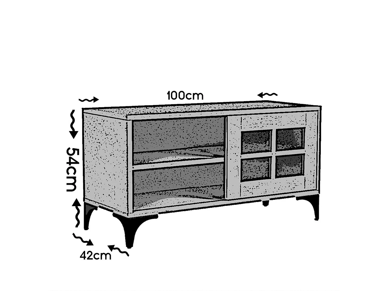 Stojak pod TV – 100 cm x 54 cm x 42 cm – Dąb – Płyta wiórowa pokryta melaminą