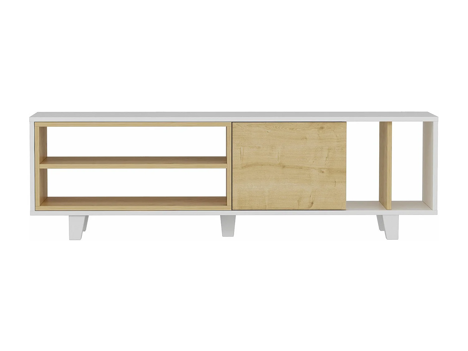Meuble TV Prifma Bois intérieur Chêne et Blanc