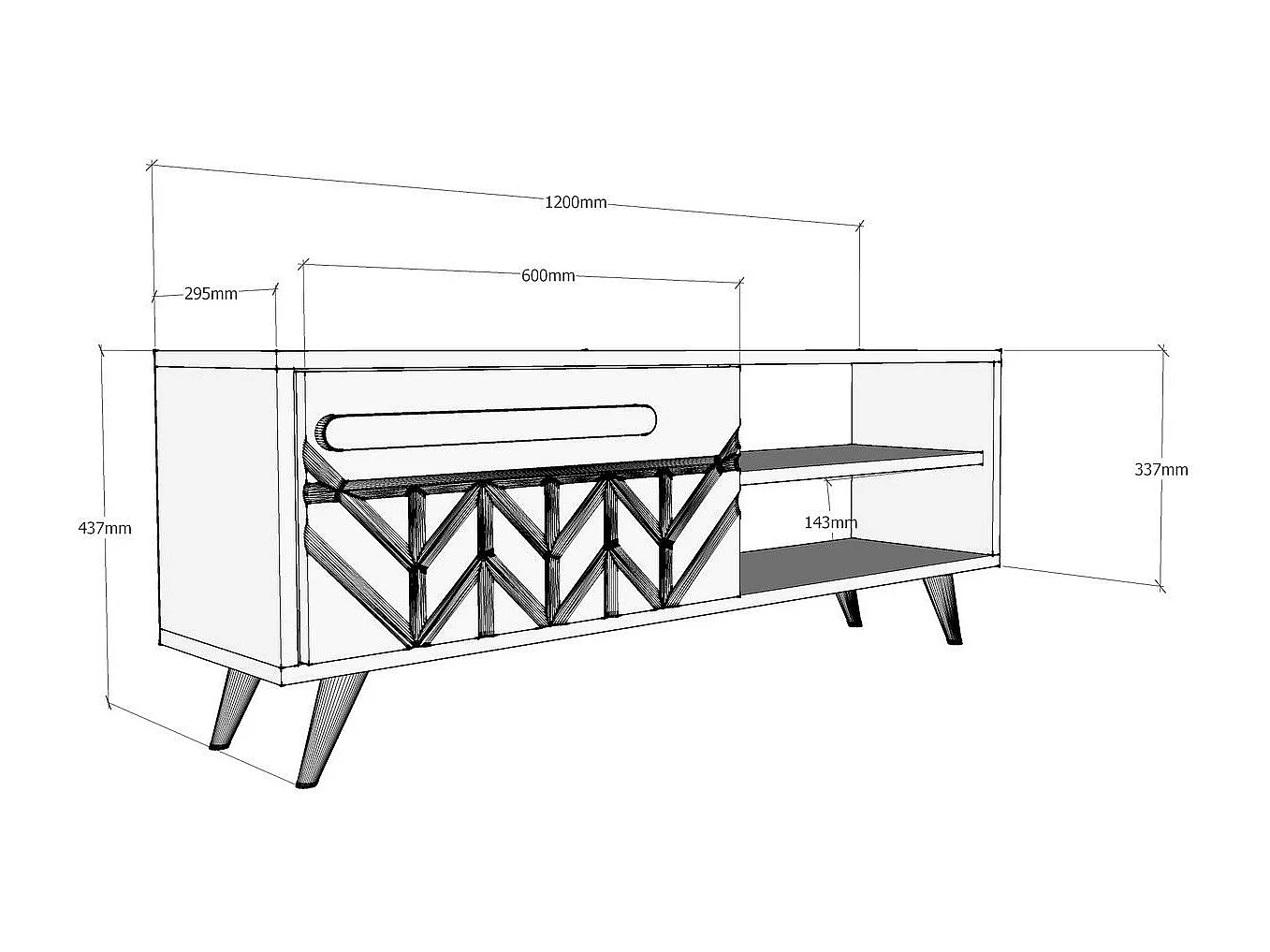 Mesa de tv Kailua 173, Blanco, Número de puertas: 1.00, 120x44x30cm