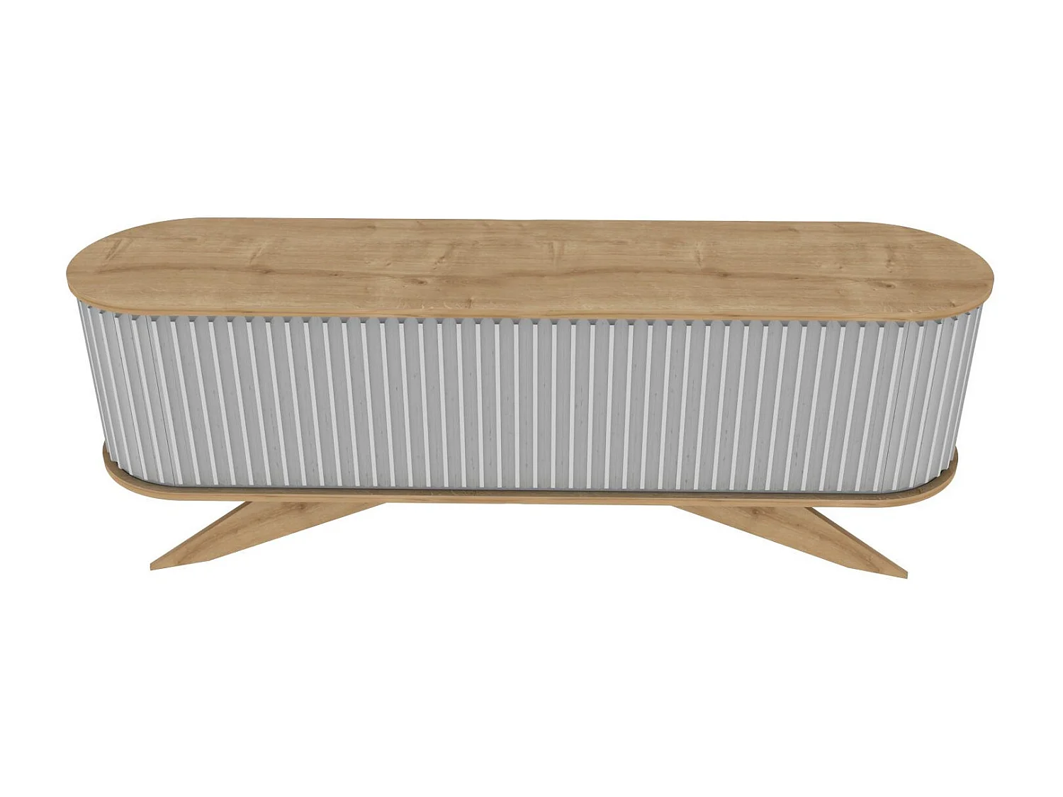 Meuble TV portes coulissantes Natera 180cm Chêne clair et Blanc