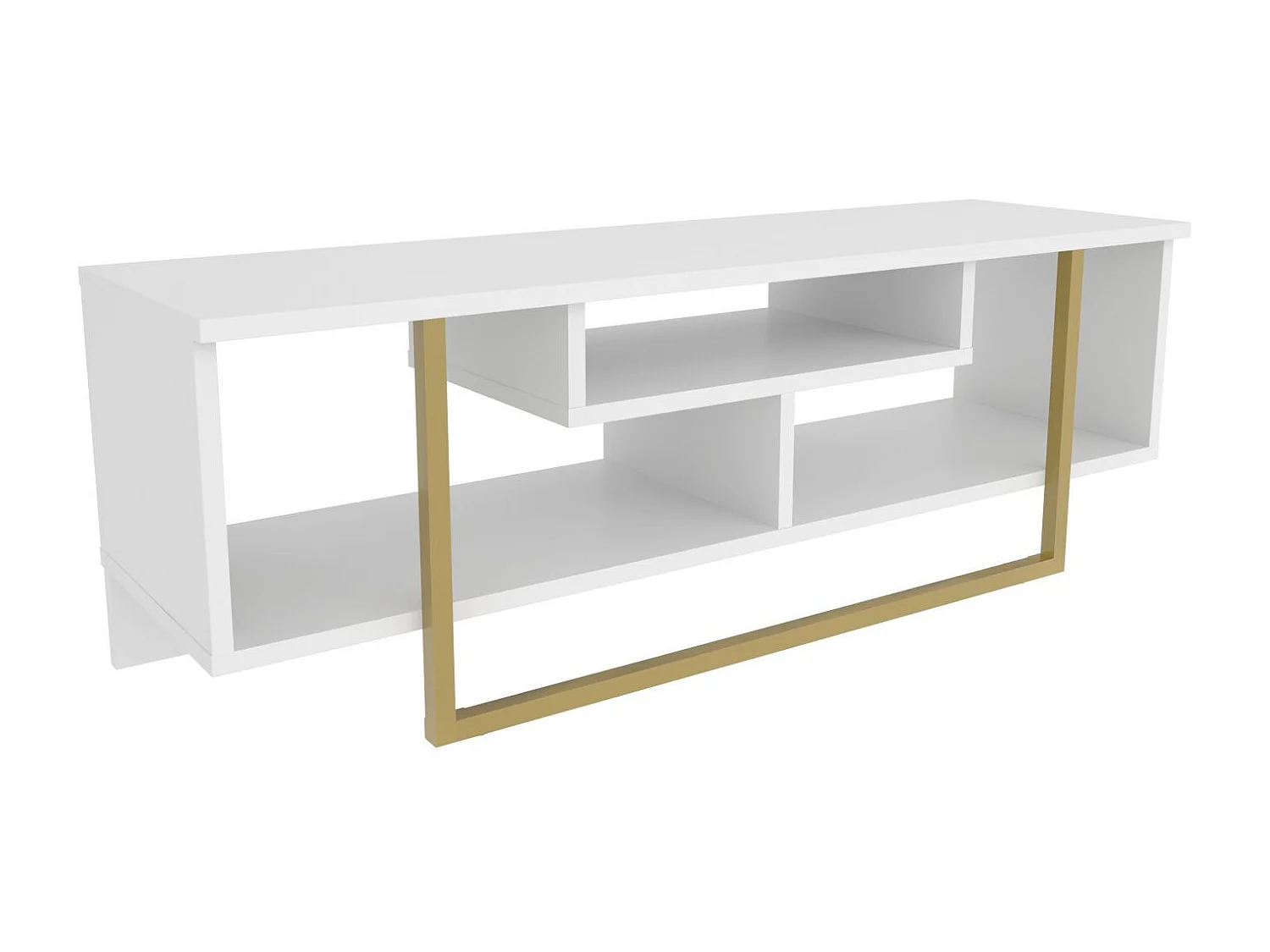 Glamoureuze tv-kast in goud en wit, 120 x 35,2 x 40,2 cm | 100% melamine-gecoate spaanplaat, 18 mm dik | Stijlvol en functioneel voor moderne woonkamers