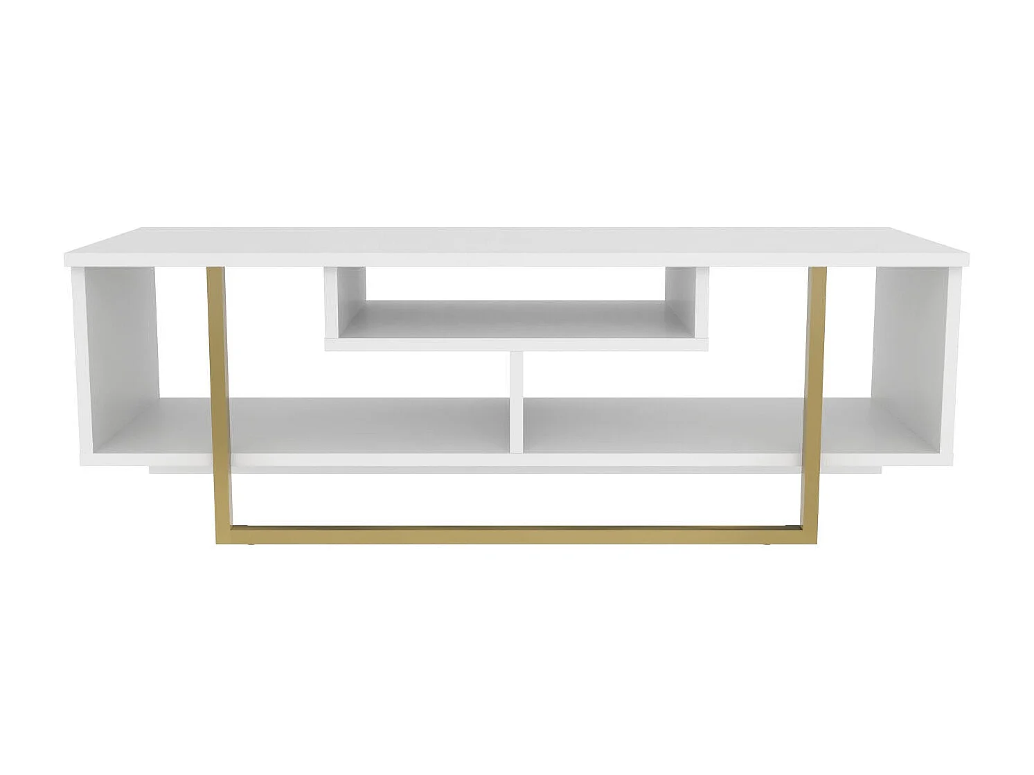 Glamoureuze tv-kast in goud en wit, 120 x 35,2 x 40,2 cm | 100% melamine-gecoate spaanplaat, 18 mm dik | Stijlvol en functioneel voor moderne woonkamers