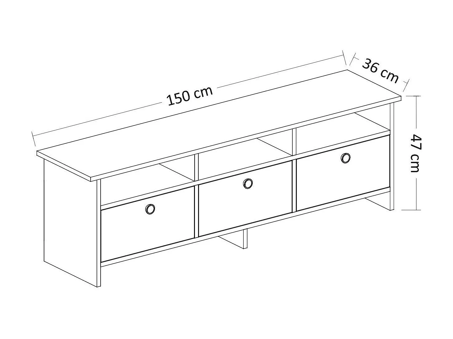 Mobile TV – 150 cm x 47 cm x 36 cm – Bianco e Zaffiro – Pannello truciolare rivestito in melaminico