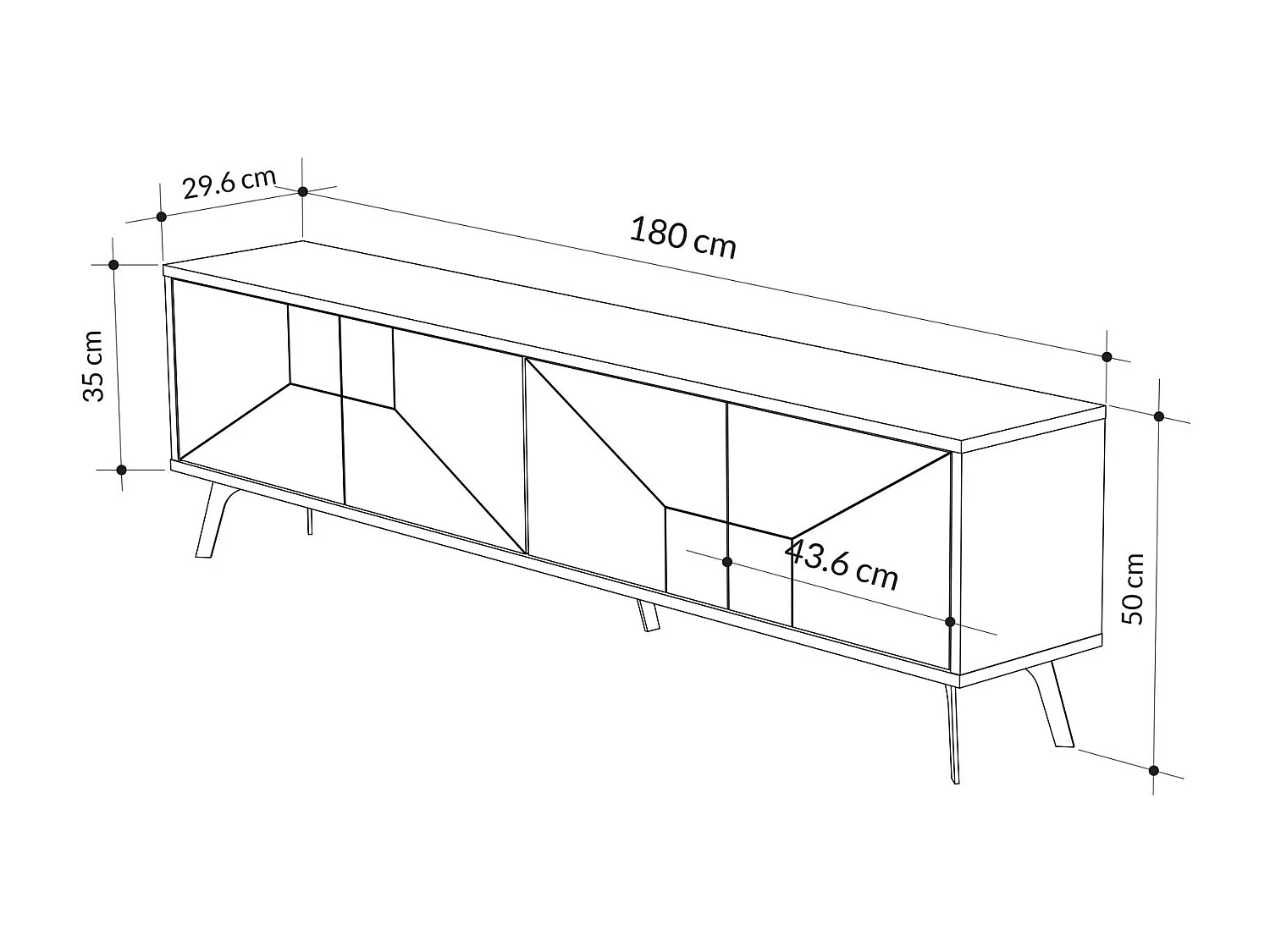 Estante para TV moderna – 180 cm – Carvalho – Aglomerado revestido de melamina
