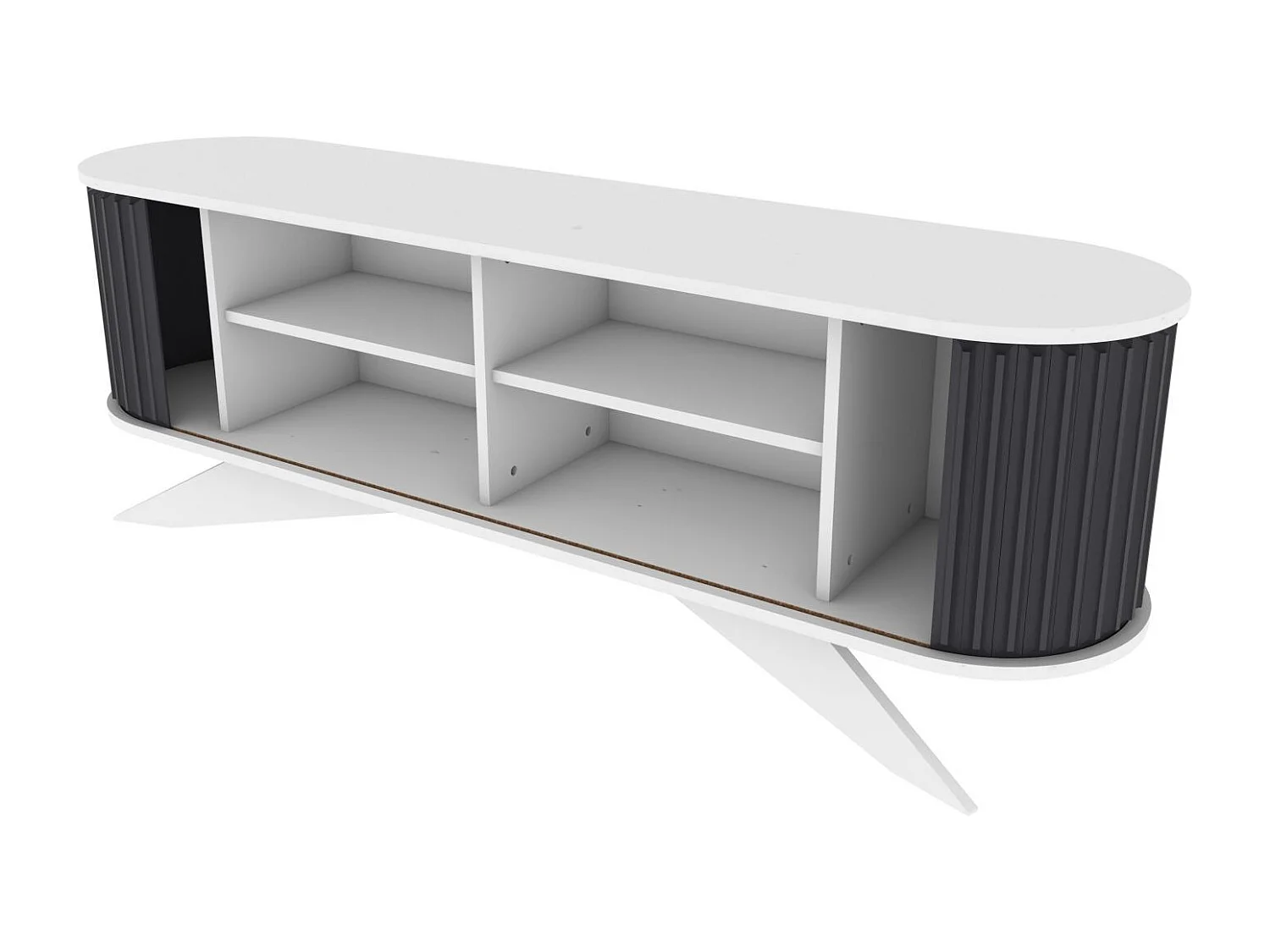 Meuble TV portes coulissantes Natera 180cm Blanc et Anthracite