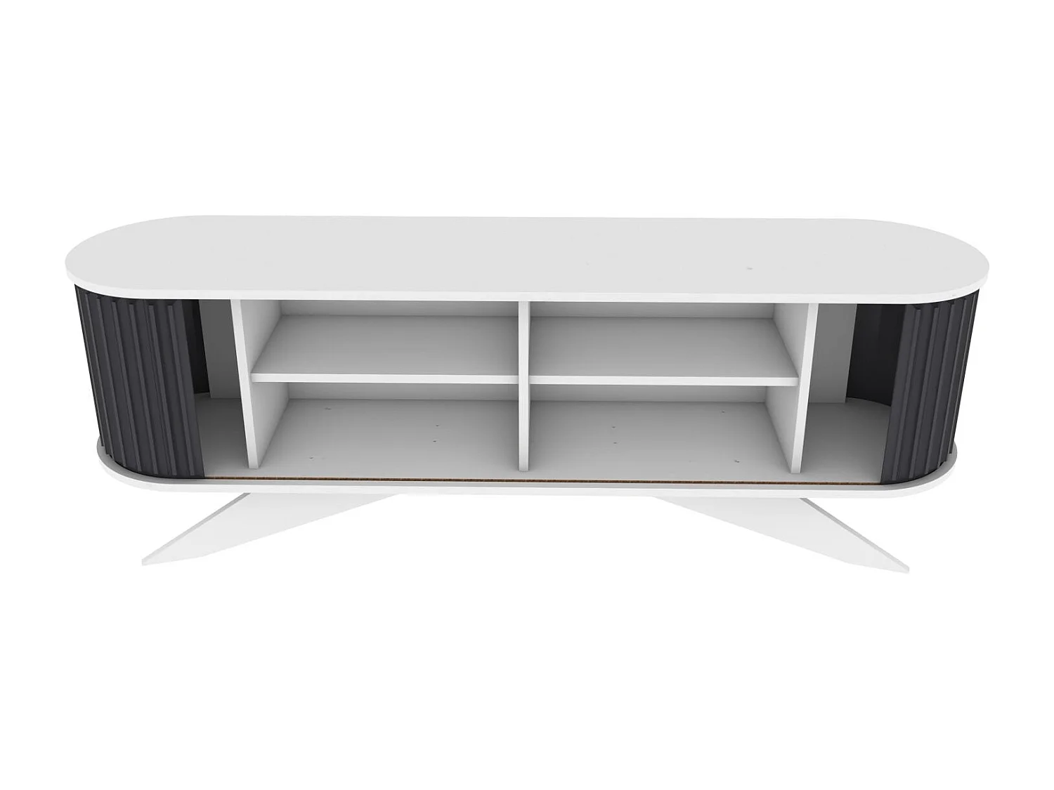 Meuble TV portes coulissantes Natera 180cm Blanc et Anthracite