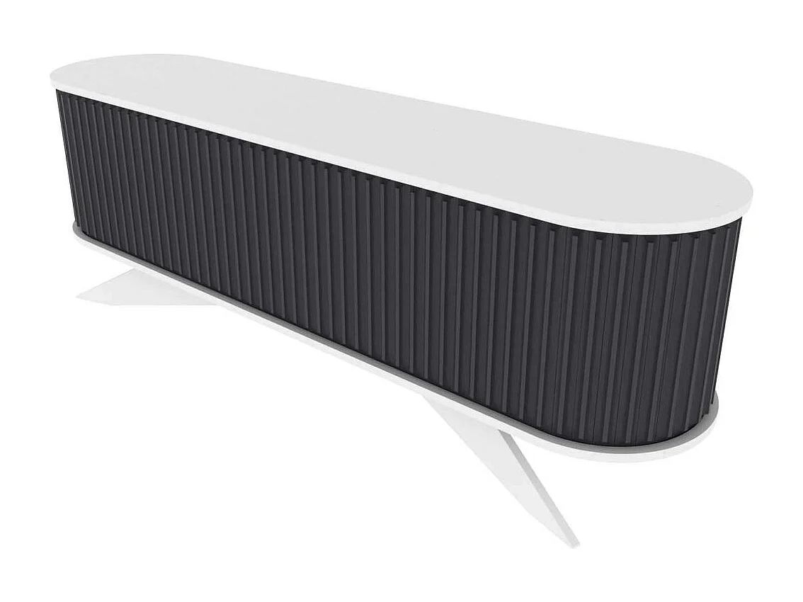 Nowoczesna szafka pod telewizor, antracytowo-biała, 180 x 43 x 60 cm | Płyta wiórowa pokryta melaminą w 100%, grubość 18 mm | Elegancka i funkcjonalna do salonu