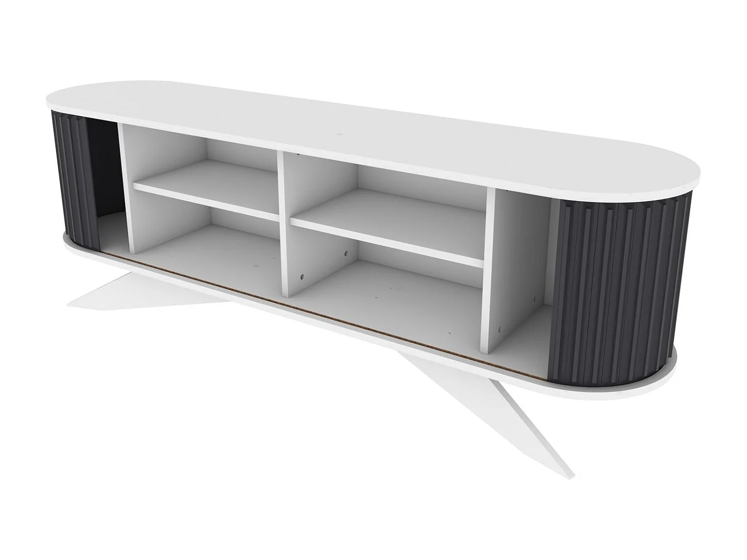 Nowoczesna szafka pod telewizor, antracytowo-biała, 180 x 43 x 60 cm | Płyta wiórowa pokryta melaminą w 100%, grubość 18 mm | Elegancka i funkcjonalna do salonu