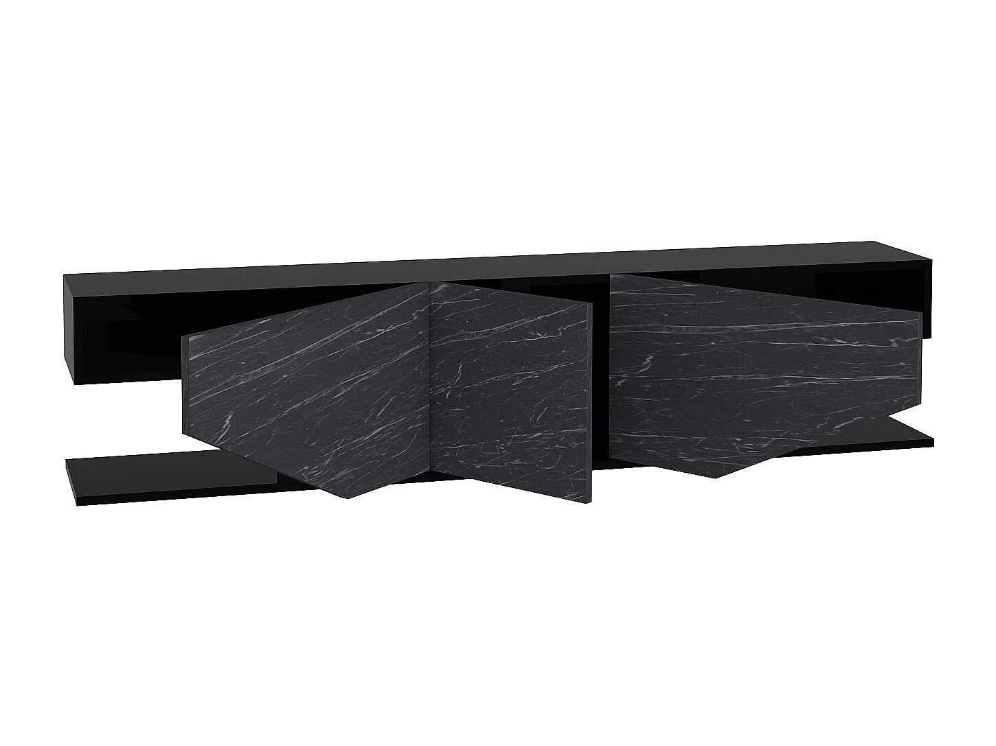 Mueble de TV moderno en antracita, 180 cm x 30 cm x 45 cm | Tablero de partículas 100% melaminizado, 18 mm de grosor | Diseño elegante para salones contemporáneos