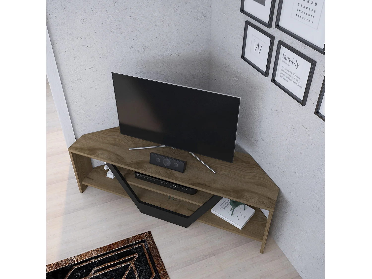 Eleganter TV-Ständer, Eiche und Schwarz, 120 x 35 x 36,8 cm | 100 % melaminbeschichtete Spanplatte, 18 mm stark | Modernes Design für Wohn- und Entertainmenträume