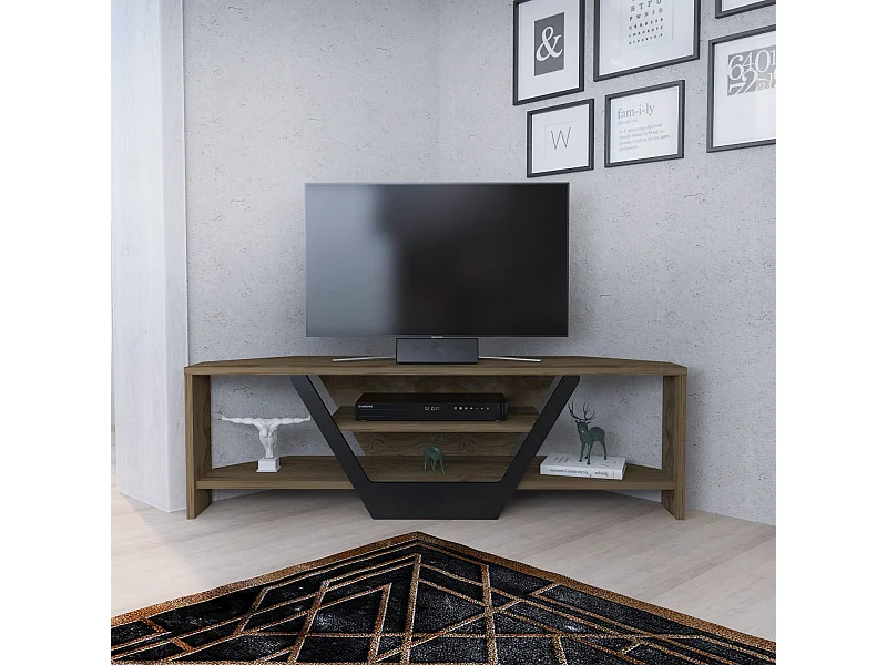 Eleganter TV-Ständer, Eiche und Schwarz, 120 x 35 x 36,8 cm | 100 % melaminbeschichtete Spanplatte, 18 mm stark | Modernes Design für Wohn- und Entertainmenträume