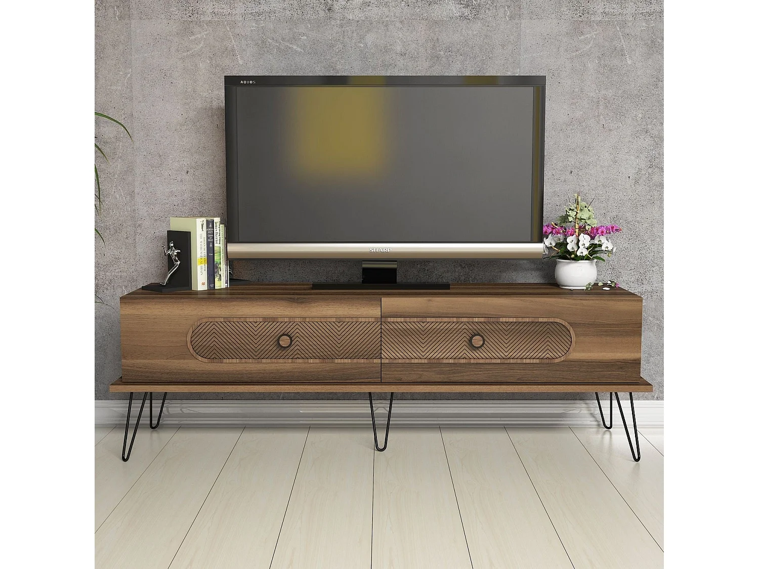 Meuble TV Dover L145cm Bois foncé