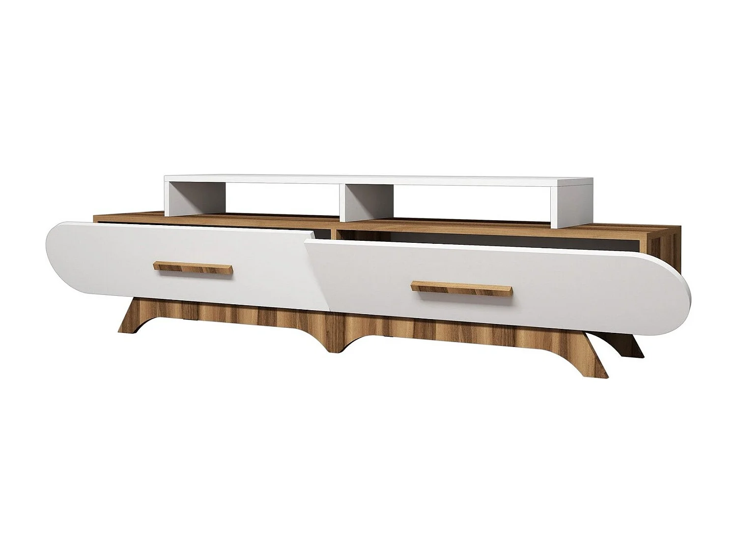 Mobile TV moderno – 205 x 50 x 36,8 cm – Noce e Bianco – Melamina