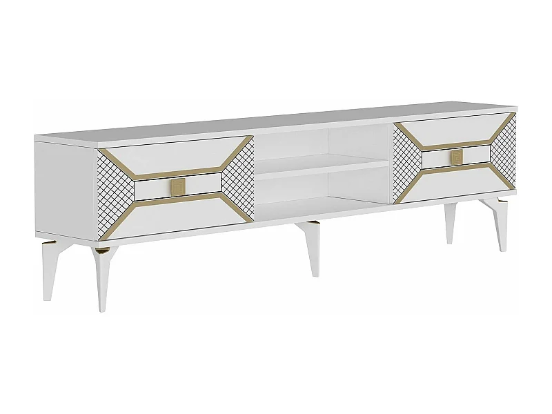 Mesa de tv Kailua 1862, Dorado|Blanco, 150x50x30cm