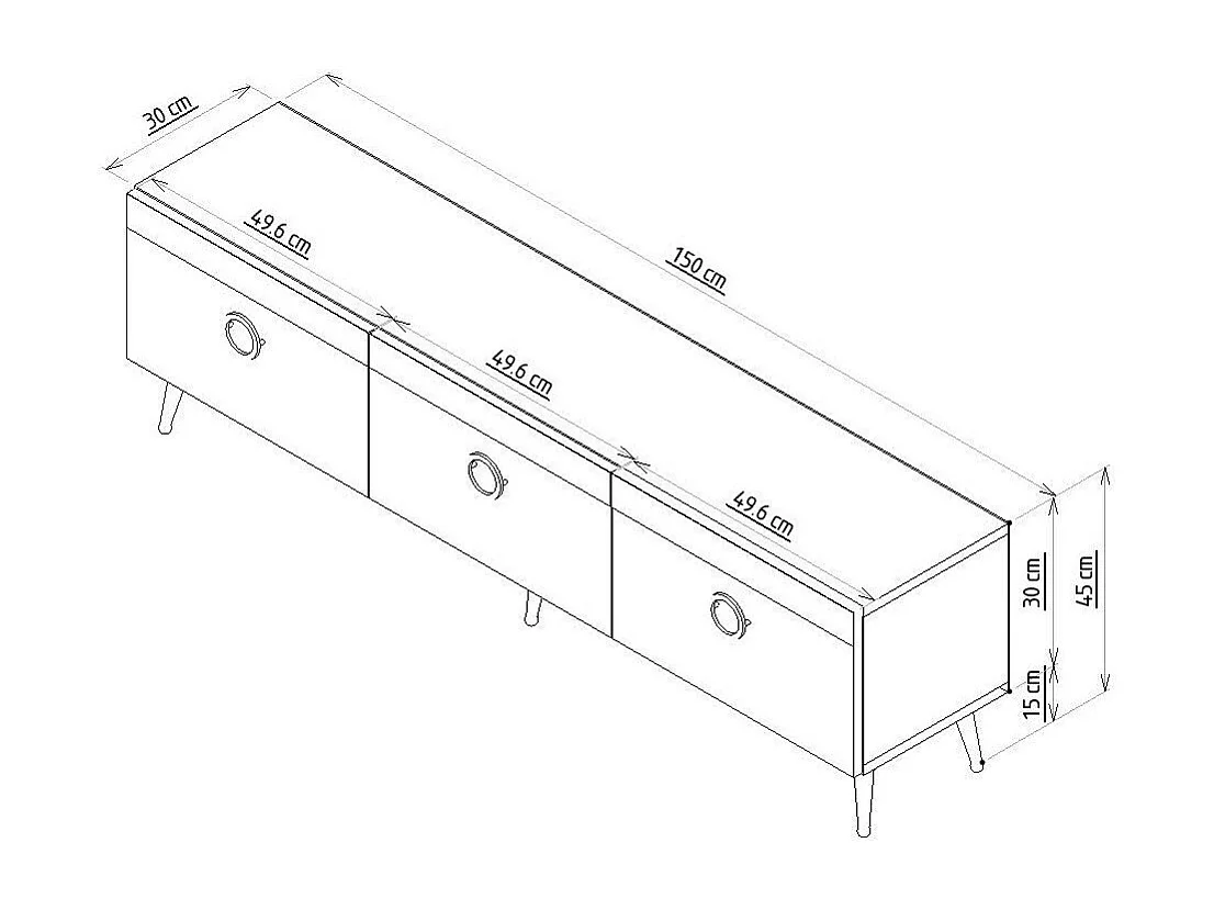 Mesa de tv Kailua 1962, Dorado|Antracita, 150x45x30cm