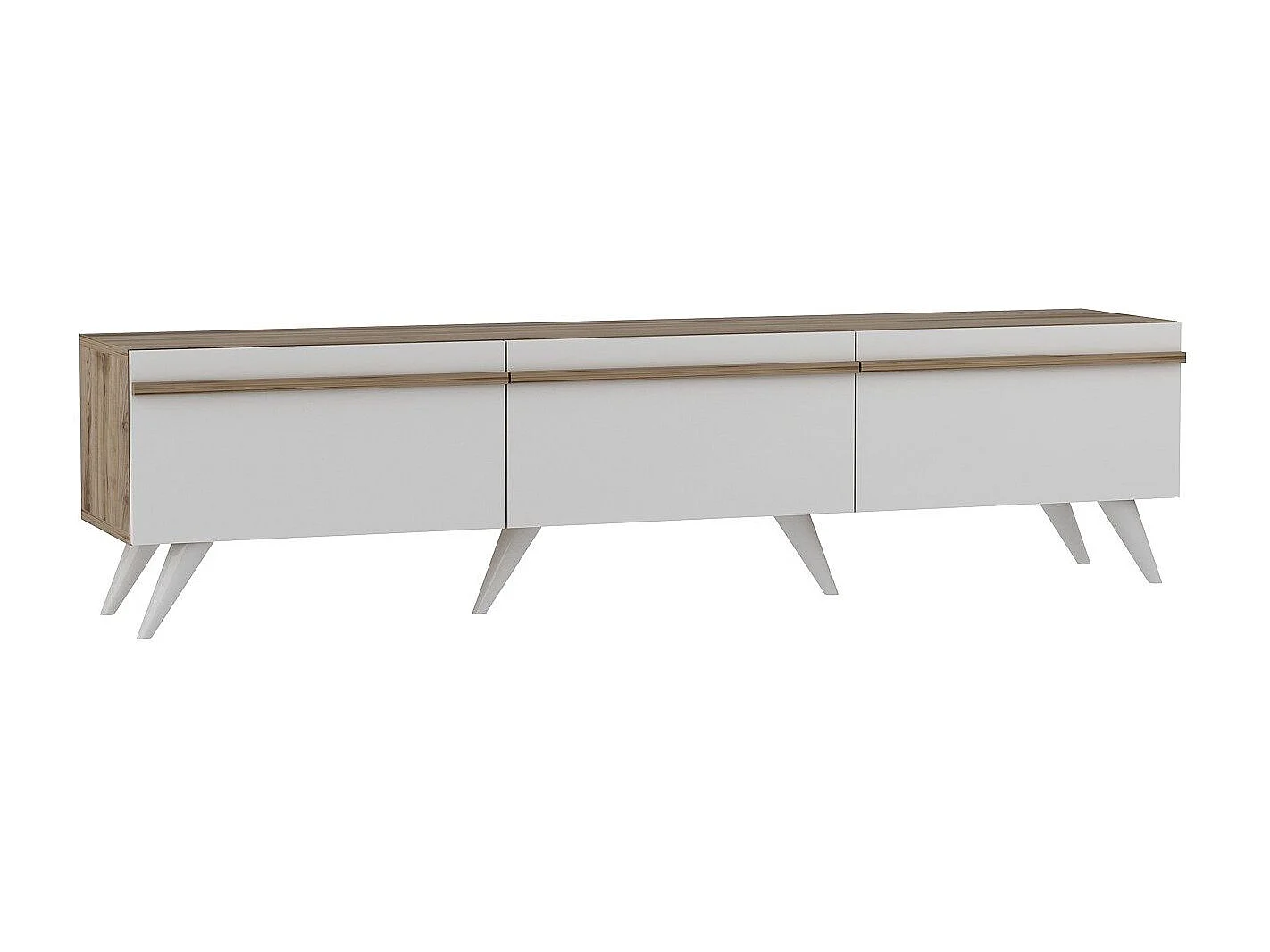 Mesa de tv Kailua 952, Roble|Blanco, Número de puertas: 3.00, 180x42x35cm