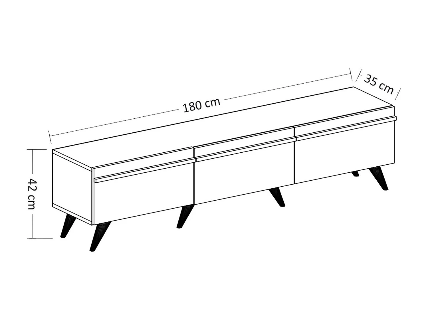 TV-Ständer – 180 cm x 42 cm x 35 cm – Weiß – Melaminbeschichtete Spanplatte