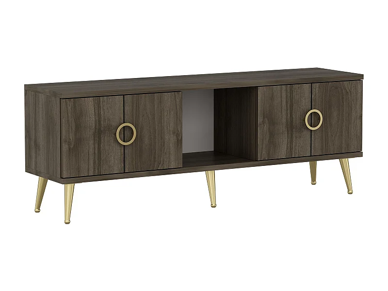 Mesa de tv Kailua 1961, Nogal|Dorado, 120x45x30cm