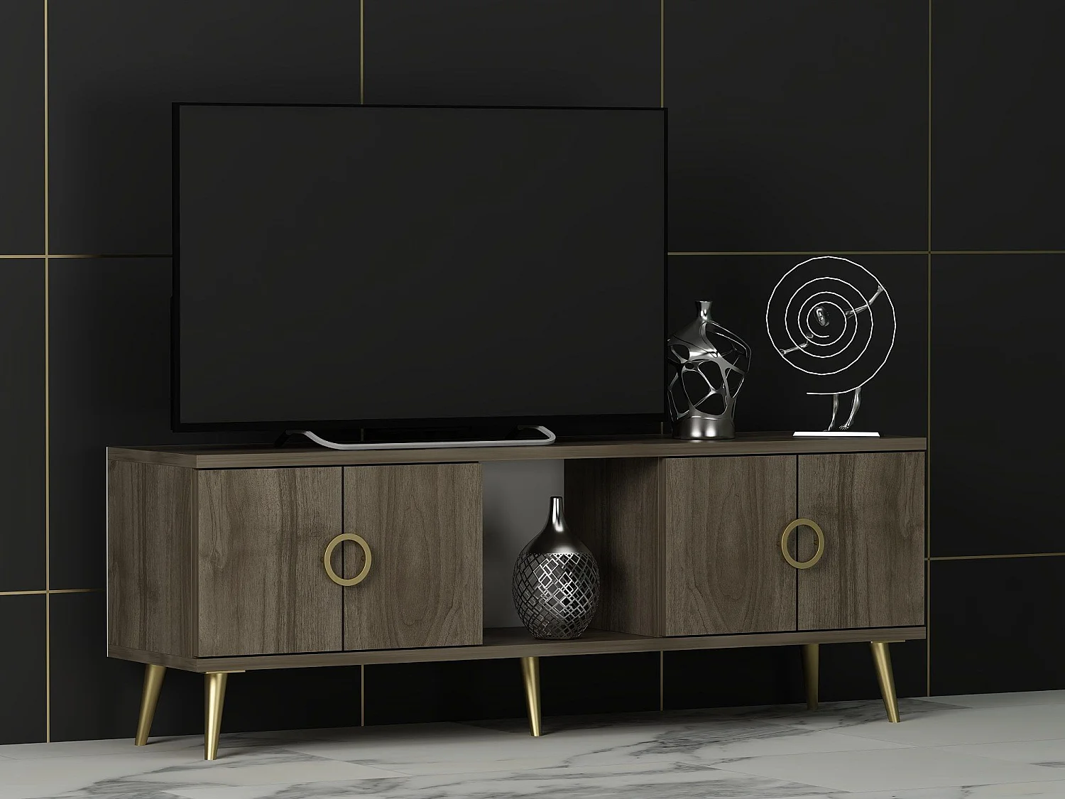 TV-Ständer – 120 cm x 30 cm x 45 cm – Walnussfarbe – MDF