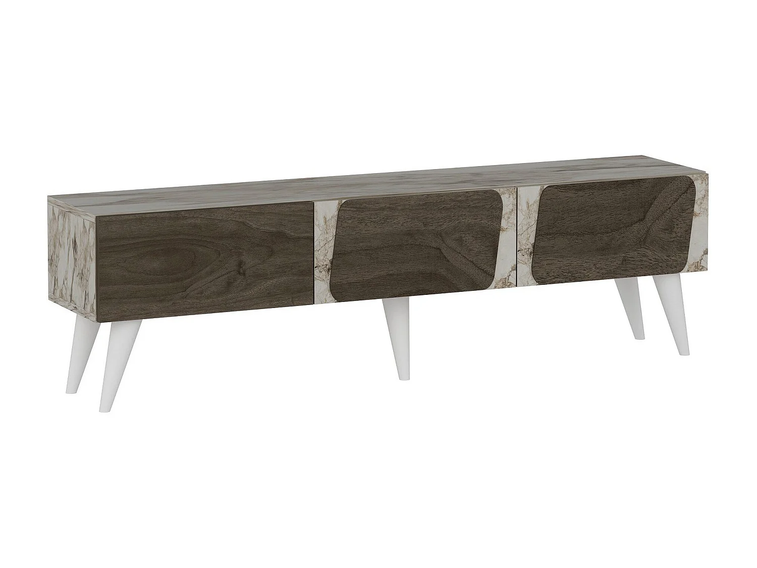 Mueble de TV – 150 cm x 30 cm x 43 cm – Mármol y Nogal – MDF