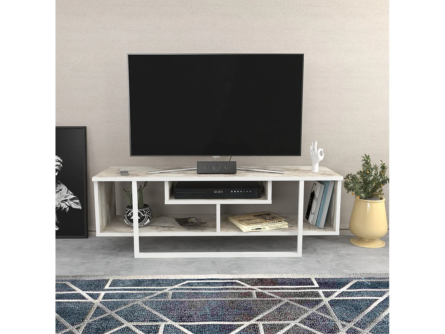 Elegante tv-standaard, wit, 120 x 35,2 x 40,2 cm | 100% melamine spaanplaat, 18 mm dik | Modern design voor woonkamers en entertainmentruimtes