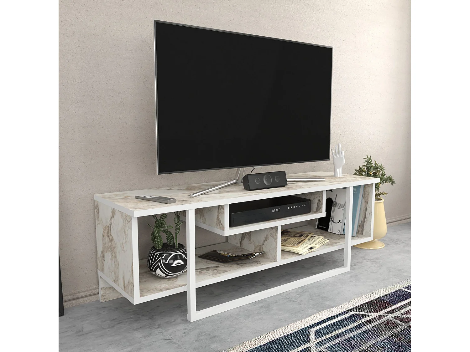 Elegante tv-standaard, wit, 120 x 35,2 x 40,2 cm | 100% melamine spaanplaat, 18 mm dik | Modern design voor woonkamers en entertainmentruimtes