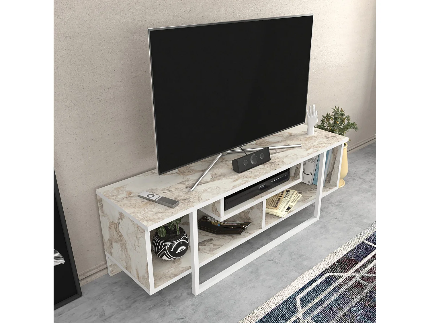 Elegante tv-standaard, wit, 120 x 35,2 x 40,2 cm | 100% melamine spaanplaat, 18 mm dik | Modern design voor woonkamers en entertainmentruimtes