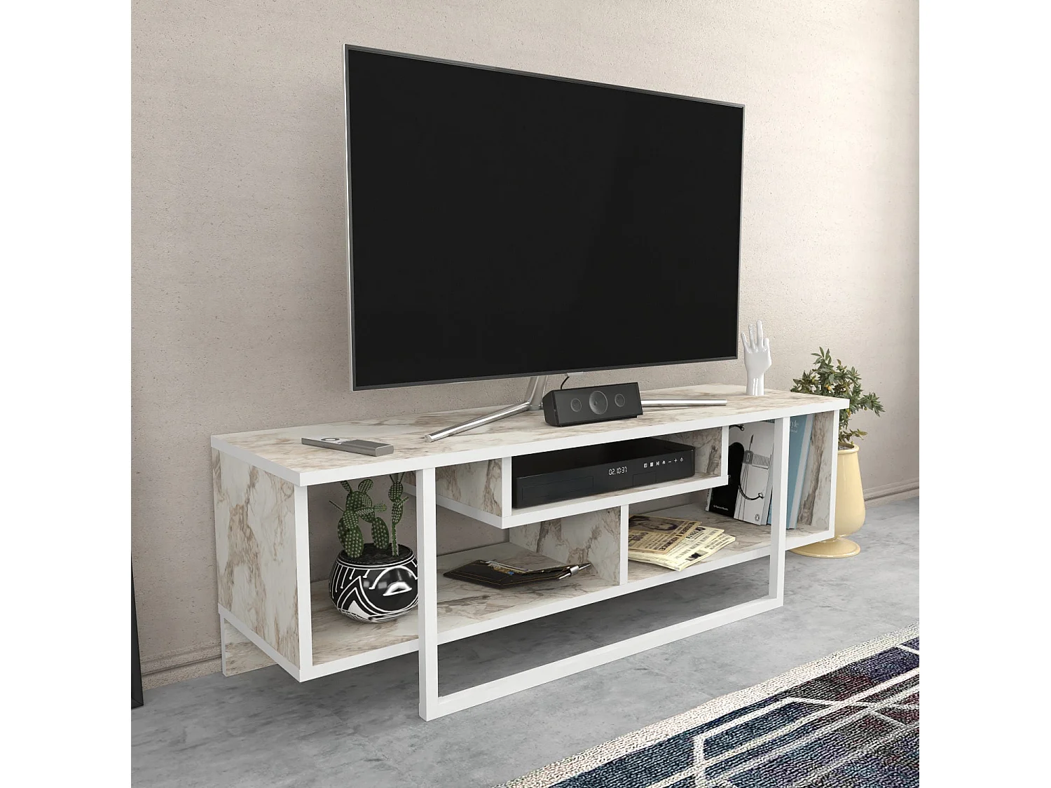 Elegante tv-standaard, wit, 120 x 35,2 x 40,2 cm | 100% melamine spaanplaat, 18 mm dik | Modern design voor woonkamers en entertainmentruimtes