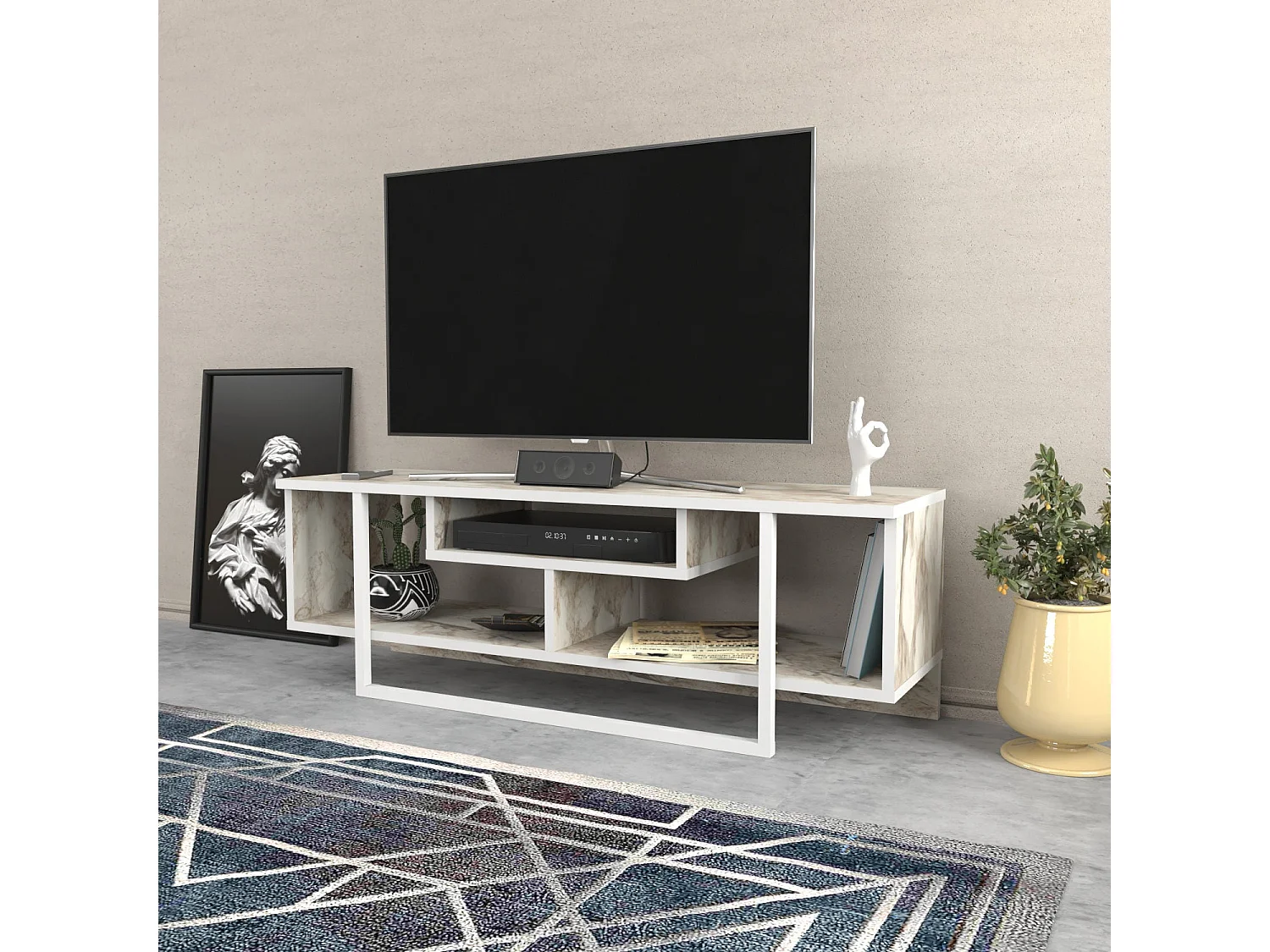 Elegante tv-standaard, wit, 120 x 35,2 x 40,2 cm | 100% melamine spaanplaat, 18 mm dik | Modern design voor woonkamers en entertainmentruimtes