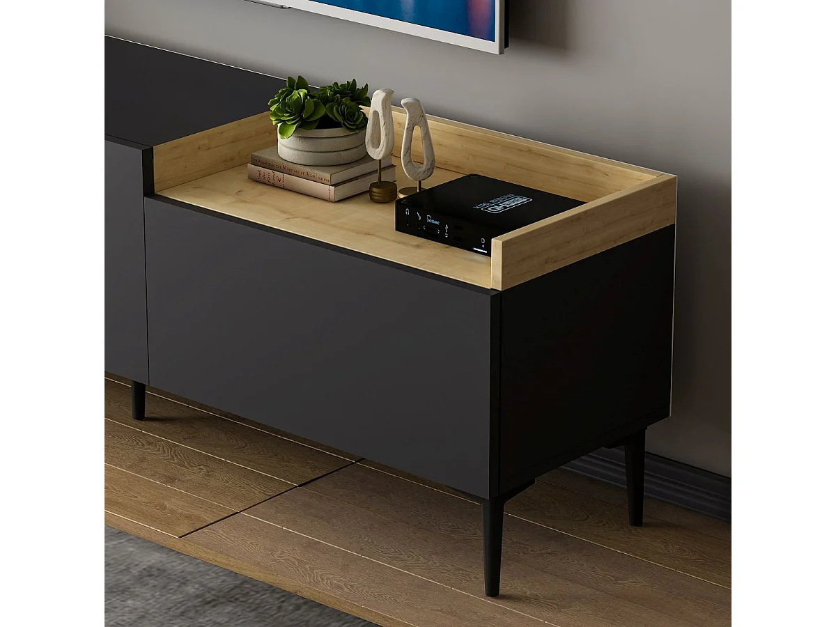 Meuble TV 3 portes gris anthracite L160 cm - MIA