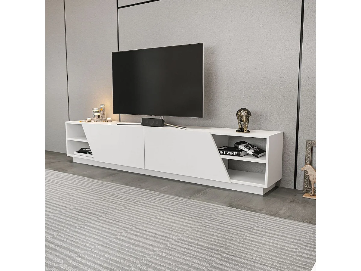 Meuble TV 4 étagères 2 portes L240 cm - Rhodes