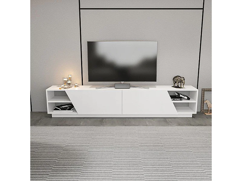 Meuble TV 4 étagères 2 portes L240 cm - Rhodes