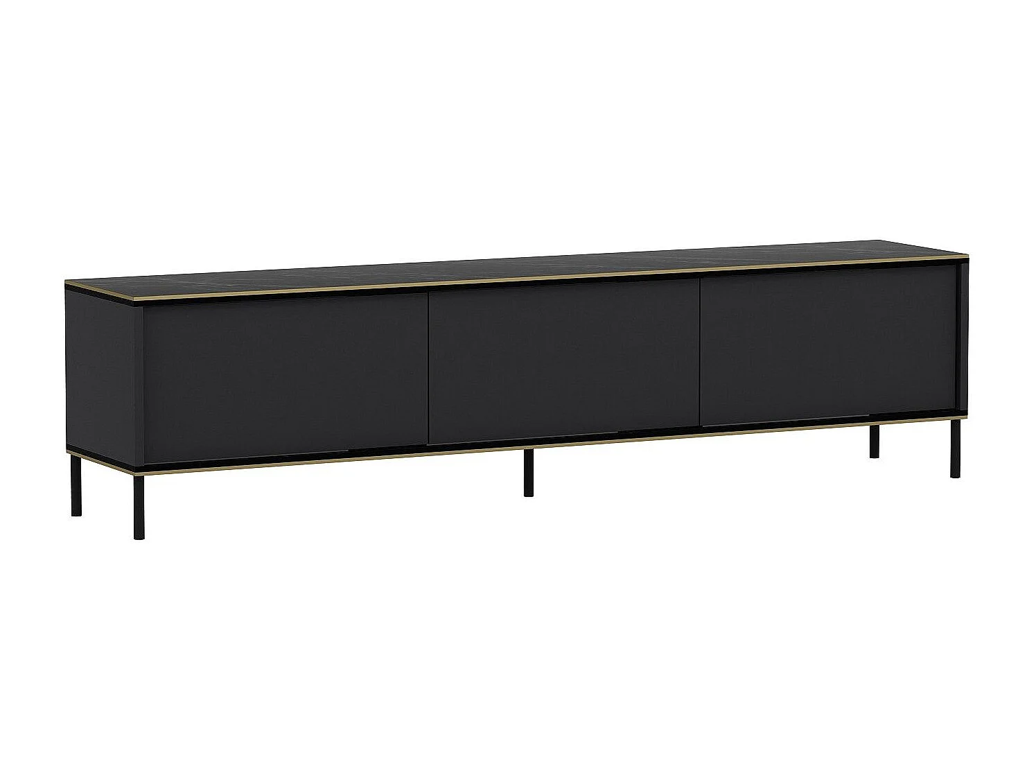 Mesa de tv Kailua 1711, Antracita|Mármol negro, 180x45x35cm