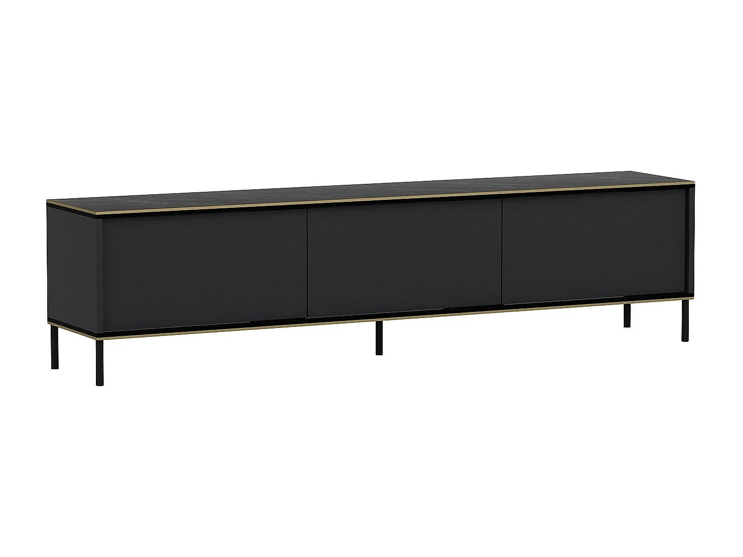 Mesa de tv Kailua 1711, Antracita|Mármol negro, 180x45x35cm