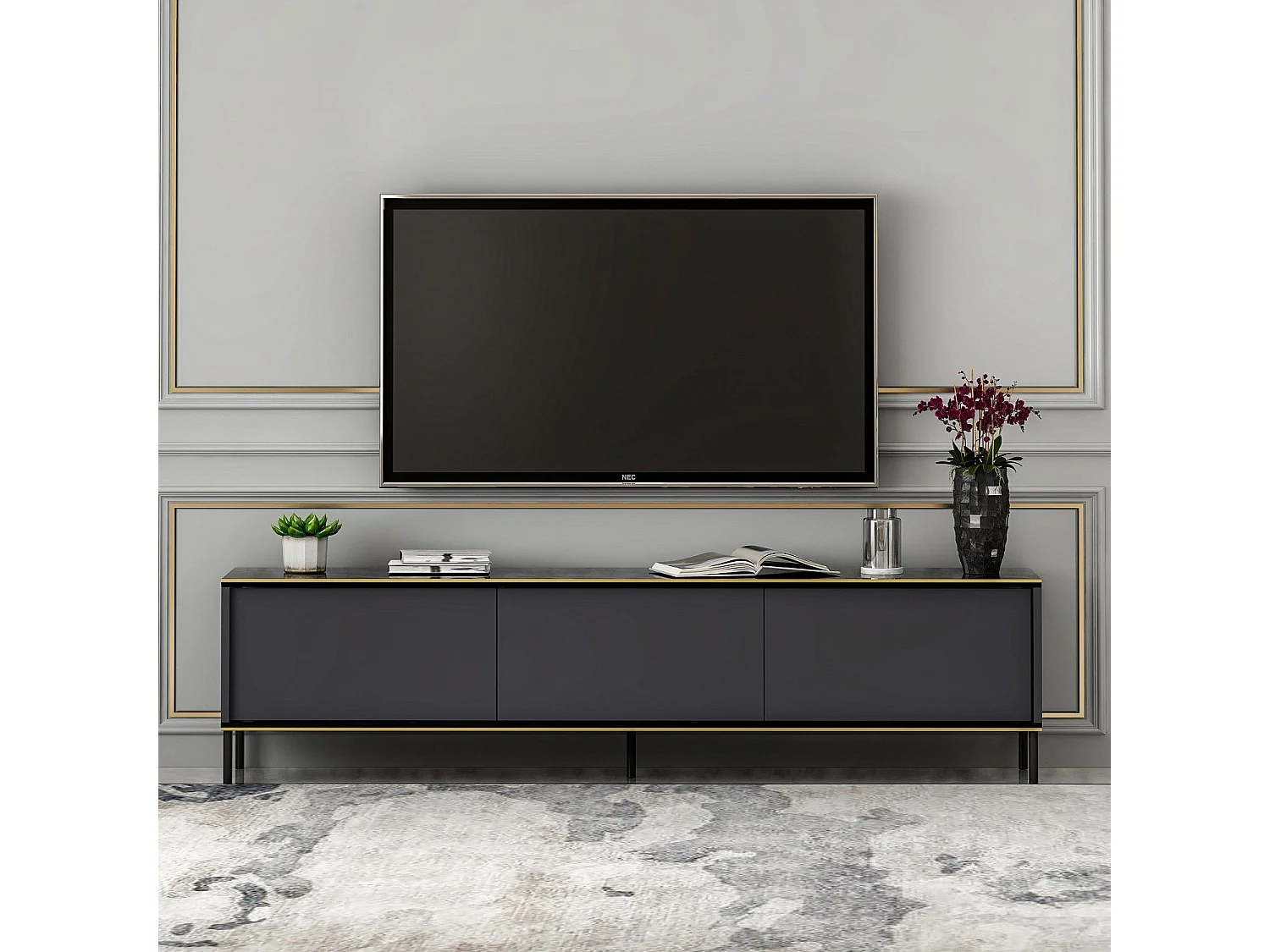 TV-Ständer – 180 cm breit – Anthrazit – Melamin