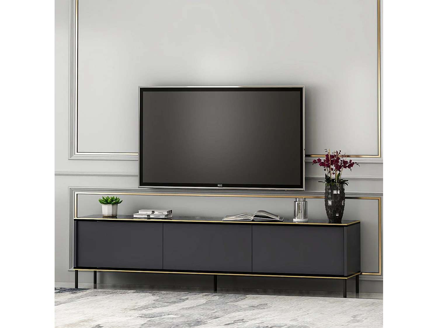 TV-Ständer – 180 cm breit – Anthrazit – Melamin