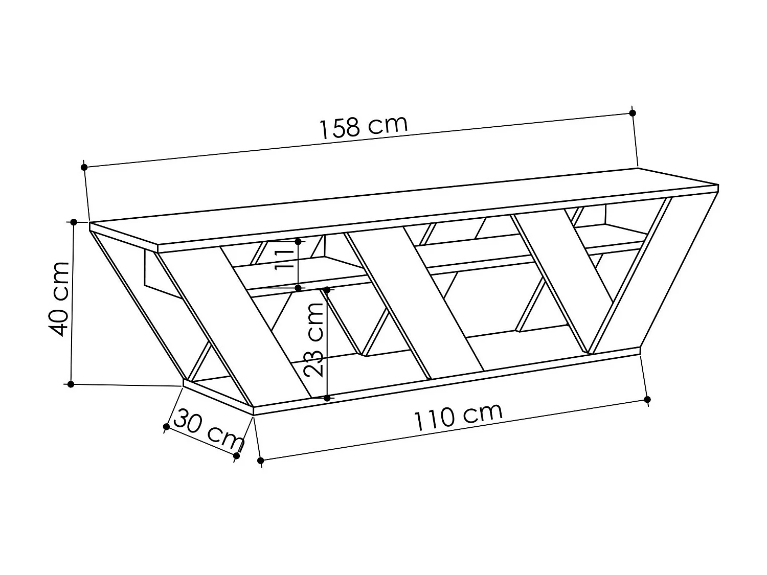 Meubel TV 2 planken antraciet grijs L158 cm - Ralla