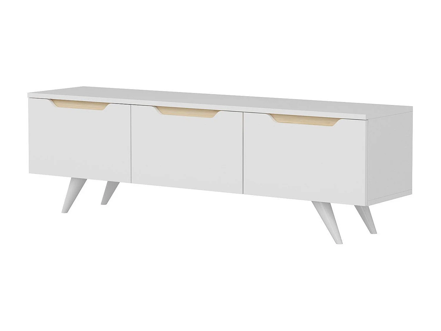 Mesa de tv Kailua 947, Roble|Blanco, Número de puertas: 3.00, 150x44x35cm