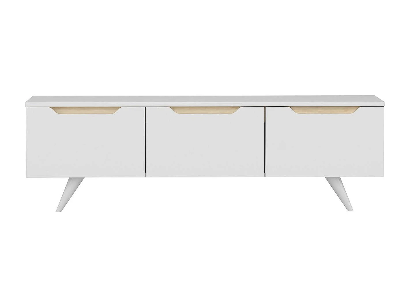 Mesa de tv Kailua 947, Roble|Blanco, Número de puertas: 3.00, 150x44x35cm
