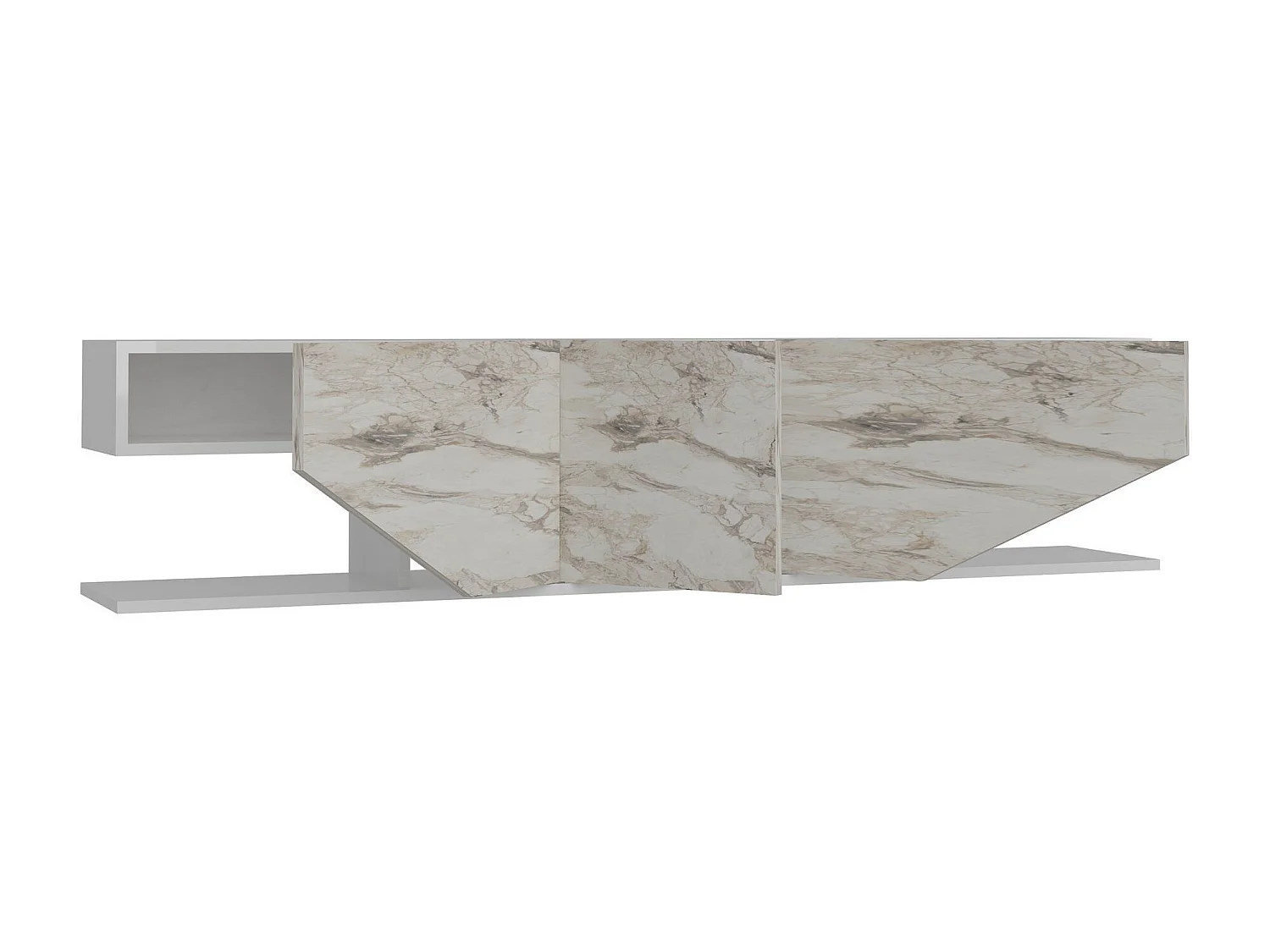 Moderner TV-Ständer, Weiß und Marmor, 180 x 30 x 45 cm | 100 % melaminbeschichtete Spanplatte, 18 mm stark | Edles Anthrazit-Design für moderne Wohnzimmer