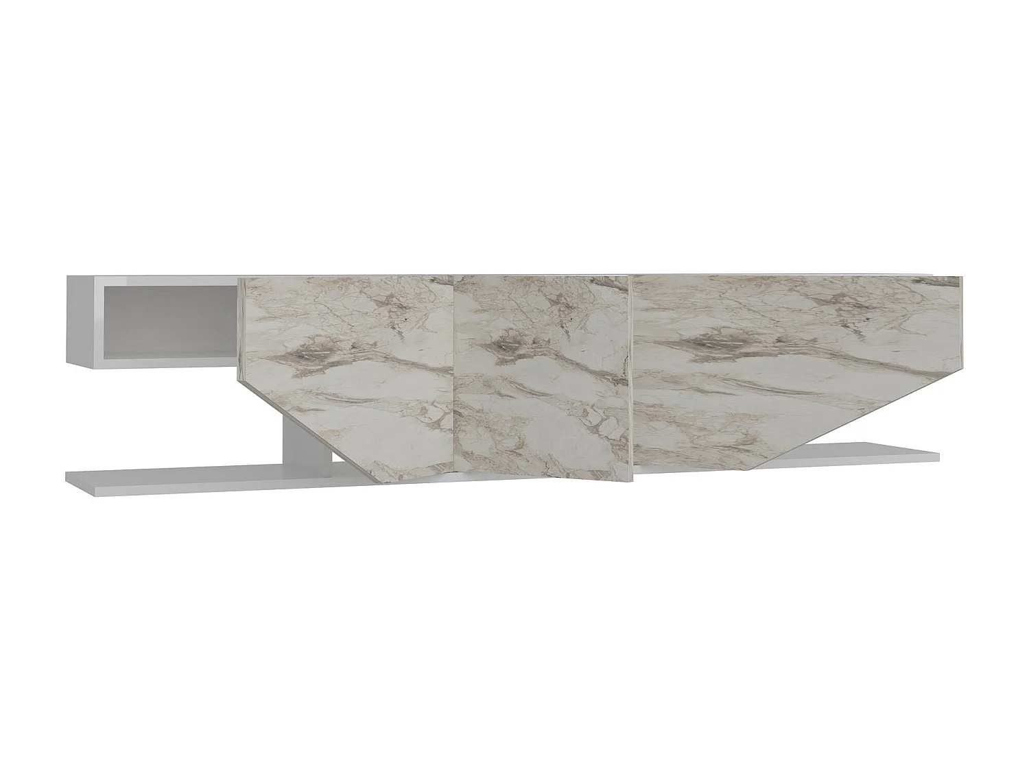 Moderner TV-Ständer, Weiß und Marmor, 180 x 30 x 45 cm | 100 % melaminbeschichtete Spanplatte, 18 mm stark | Edles Anthrazit-Design für moderne Wohnzimmer