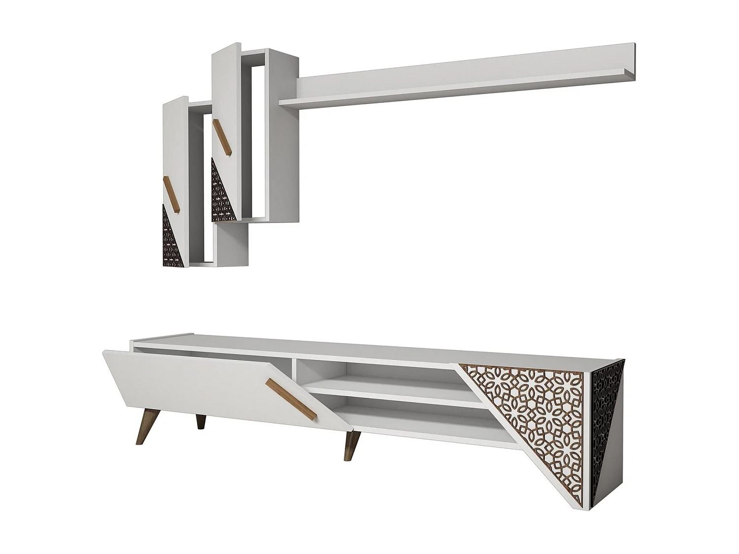 Mueble de TV moderno – 180x40x37 cm – Blanco – Melamina